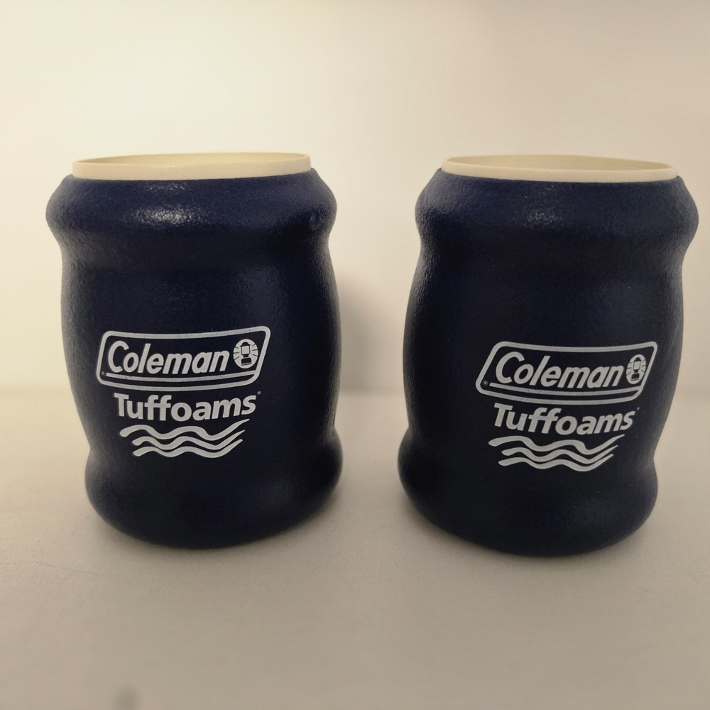 Coleman Tuffoams Foam Insulated Beer/Soda Can Koozie Blue Set Of 2 Vintage